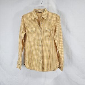 Wrangler Yellow White Plaid Pearl Snap Long Sleeve Women's Size Medium